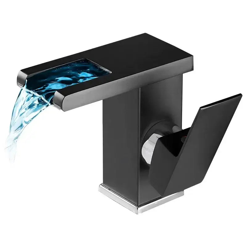 Modern matte black led waterfall basin faucet bathroom mixer tap