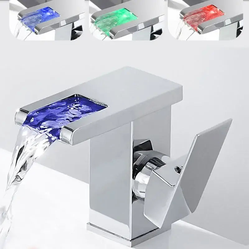 Modern matte black led waterfall basin faucet bathroom mixer tap