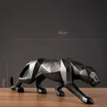 Modern matte black leopard geometric resin statue living room decor