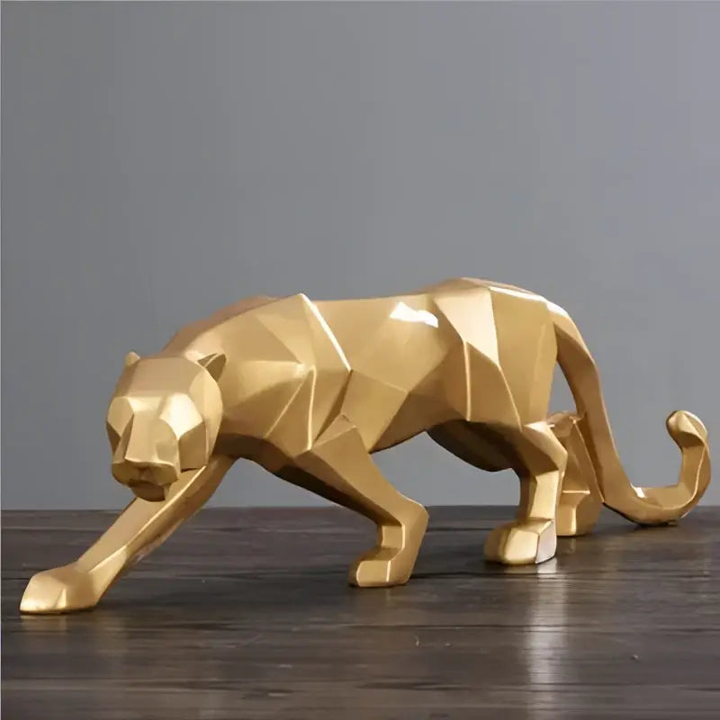 Modern matte black leopard geometric resin statue living room decor