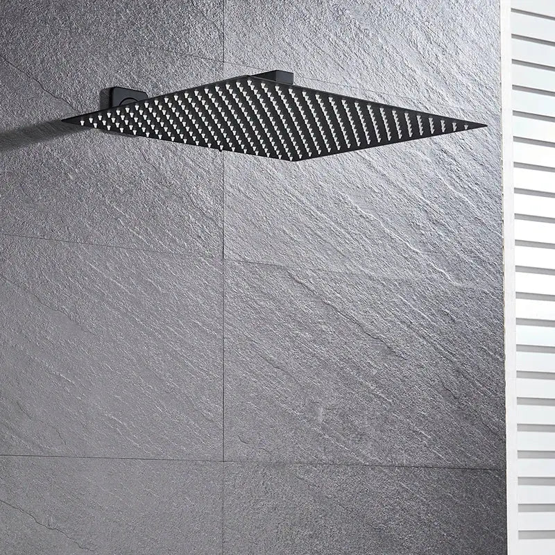 Modern matte black luxury rain shower head with wall arm bathroom