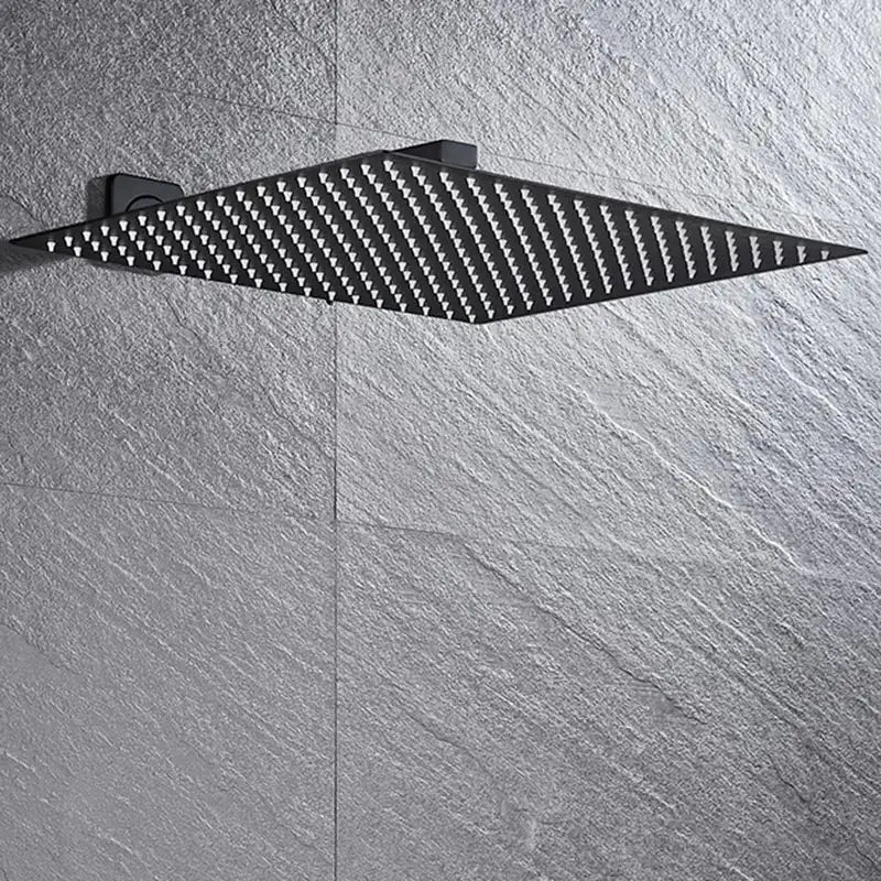 Modern matte black luxury rain shower head with wall arm bathroom