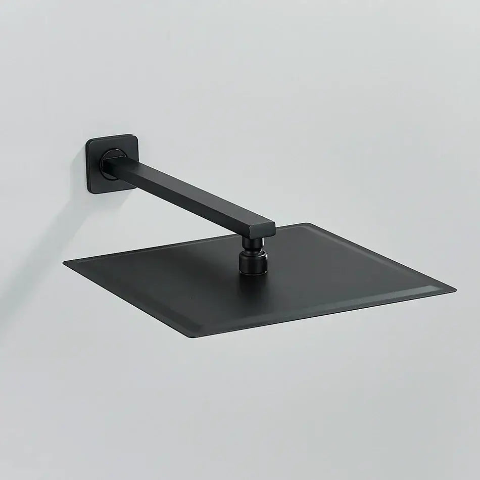 Modern matte black luxury rain shower head with wall arm bathroom