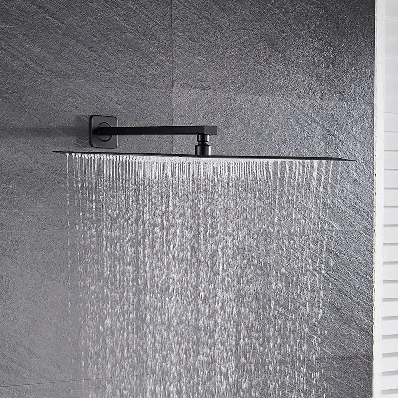Modern matte black luxury rain shower head with wall arm bathroom