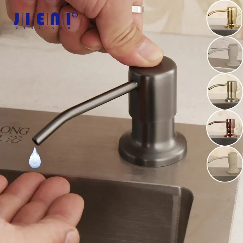 Modern matte black metal soap dispenser kitchen curved spout
