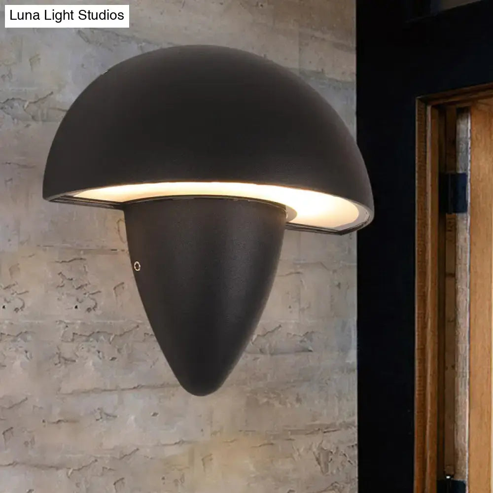 Modern matte black mushroom led wall sconce porch light
