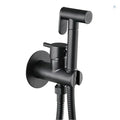 Modern matte black & polished chrome brass bidet faucet bathroom set