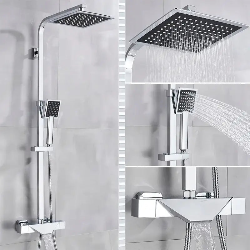 Modern matte black rain shower faucet set bathroom wall mount