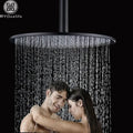 Modern matte black round brass rain shower head bathroom fixture
