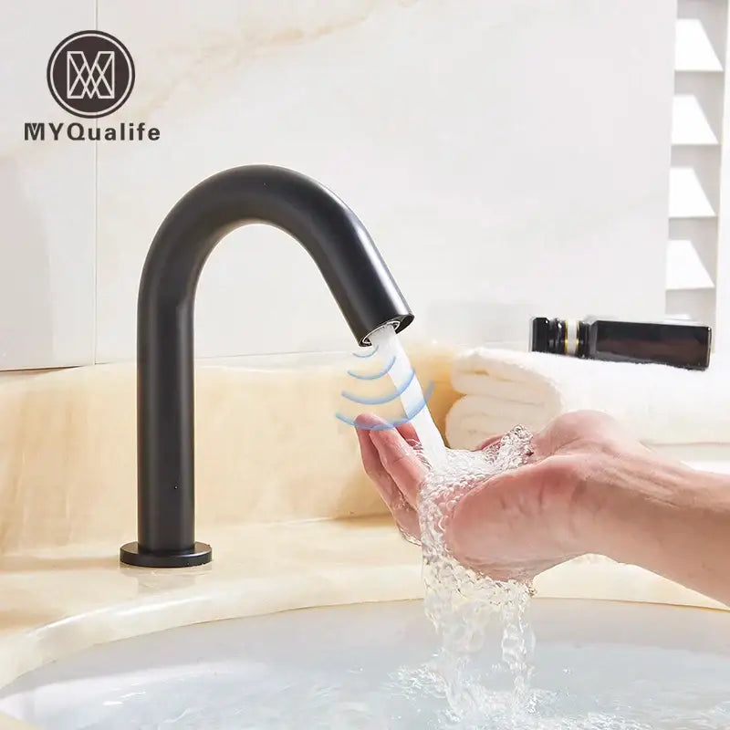 Modern matte black sensor faucet bathroom automatic basin tap