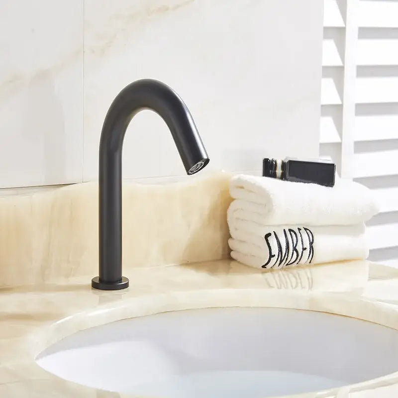 Modern matte black sensor faucet bathroom automatic basin tap