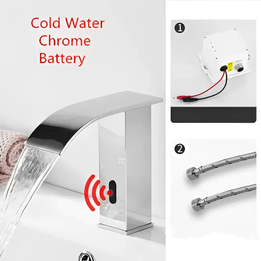 Modern matte black sensor waterfall basin faucet bathroom mixer