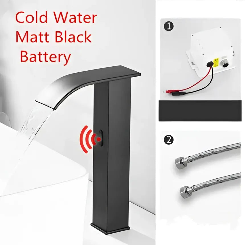 Modern matte black sensor waterfall basin faucet bathroom mixer