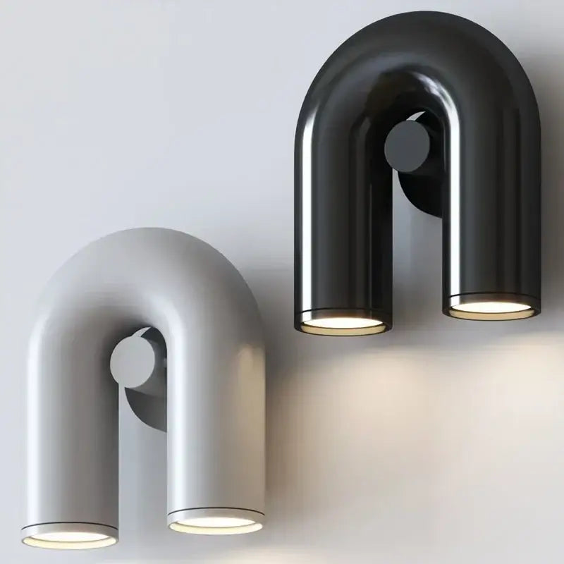 Modern matte black & silver tube wall lamp bedroom sconce