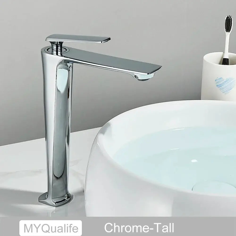 Modern matte black tall basin brass faucet bathroom sink tap