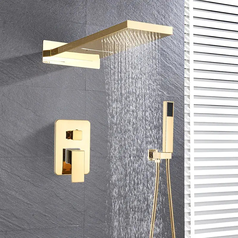 Modern matte black thermostatic shower faucet set bathroom rainhead