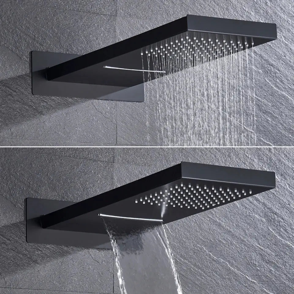 Modern matte black thermostatic shower faucet set bathroom rainhead