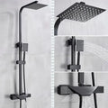 Modern matte black thermostatic shower faucet system for bathroom