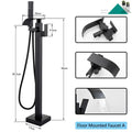 Modern matte black waterfall bathtub faucet with handheld shower bathroom