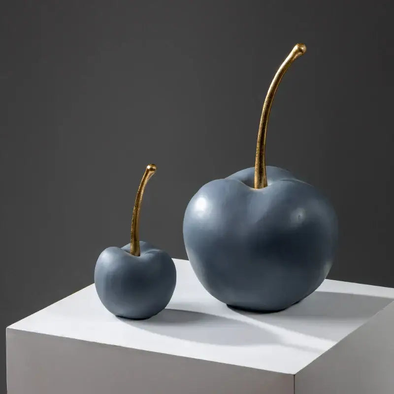 Modern matte blue resin apple ornaments living room decor