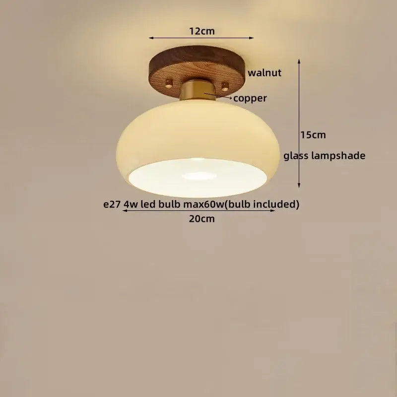 Modern matte dome ceiling lamp with led wood canopy living room