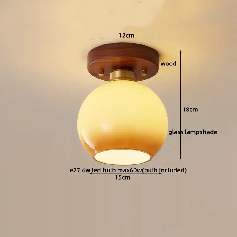 Modern matte dome ceiling lamp with led wood canopy living room