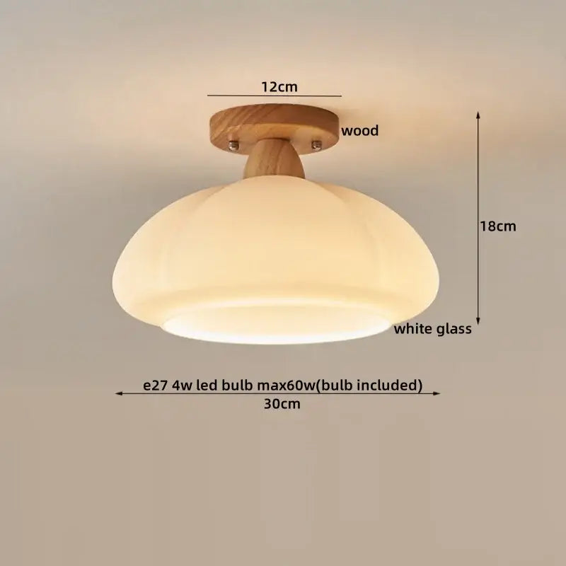 Modern matte dome ceiling lamp with led wood canopy living room