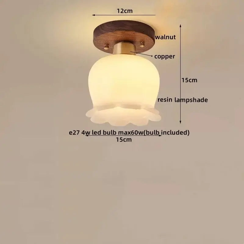 Modern matte dome ceiling lamp with led wood canopy living room
