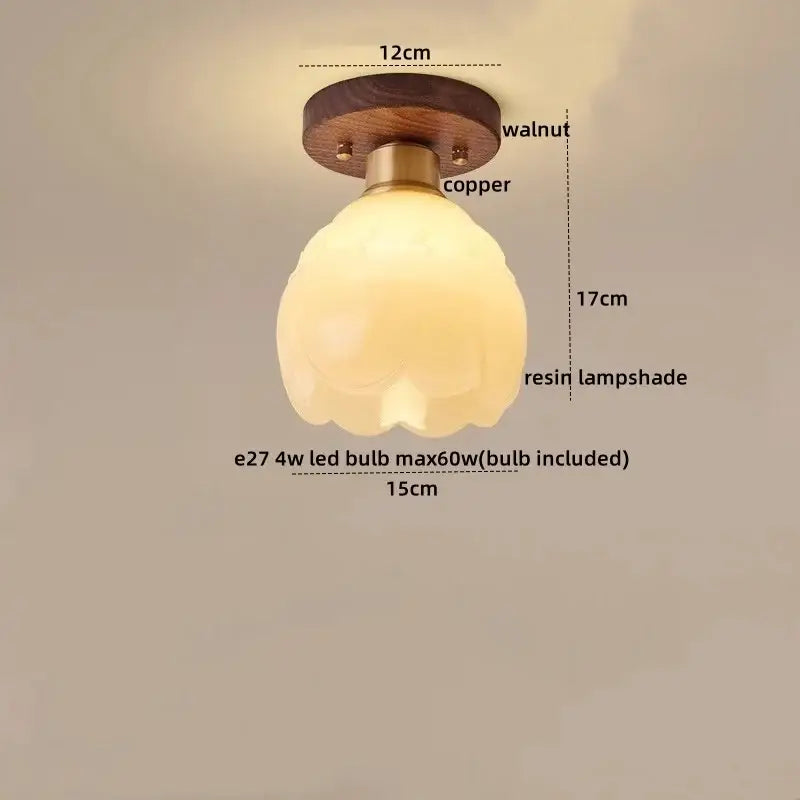 Modern matte dome ceiling lamp with led wood canopy living room