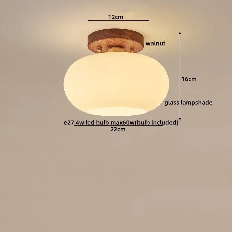 Modern matte dome ceiling lamp with led wood canopy living room