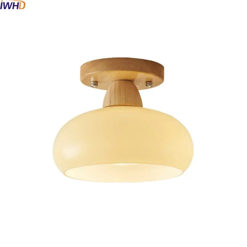 Modern matte dome ceiling lamp with led wood canopy living room