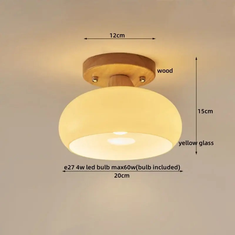 Modern matte dome ceiling lamp with led wood canopy living room