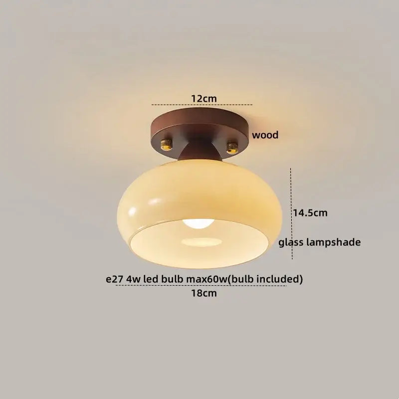 Modern matte dome ceiling lamp with led wood canopy living room