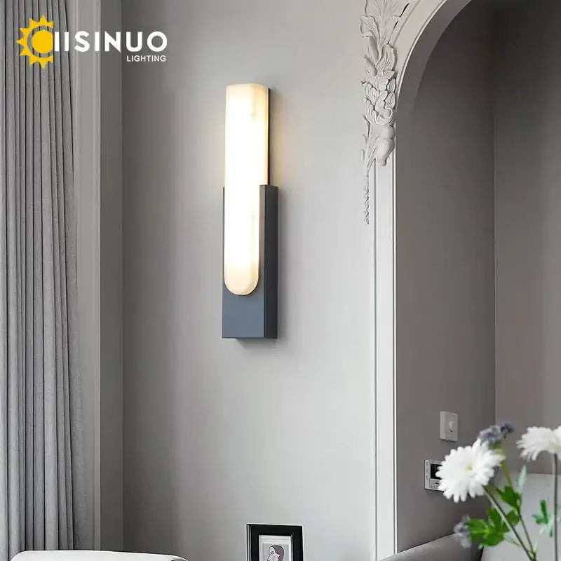 Modern matte gray and white led marble wall sconce living room light