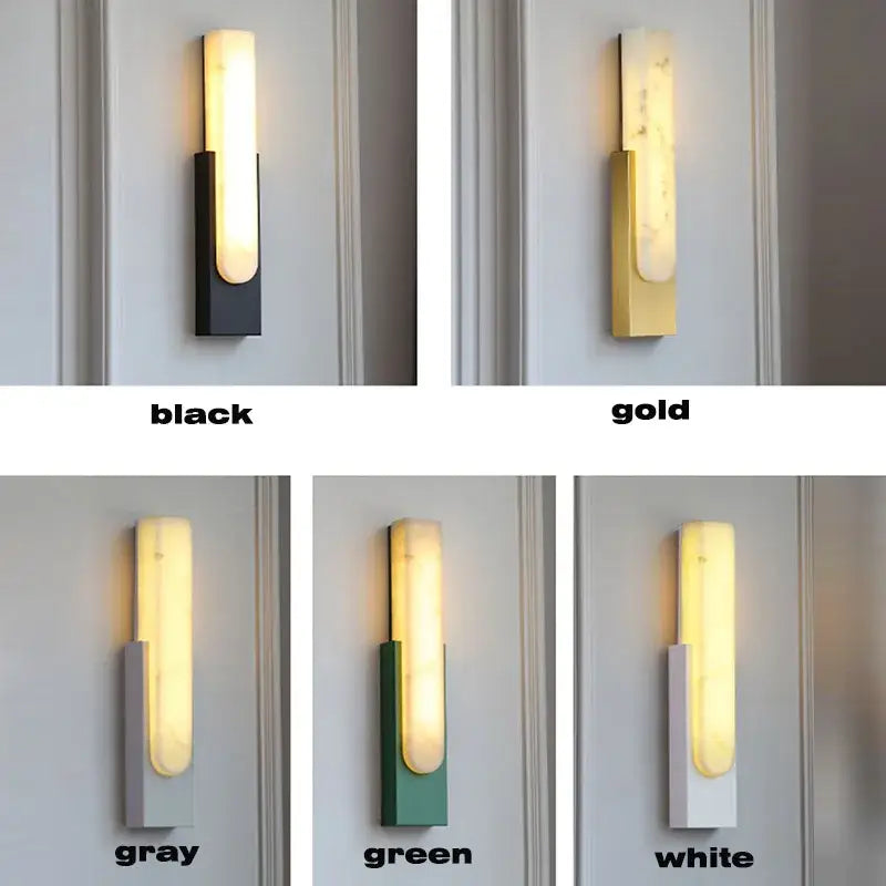 Modern matte gray and white led marble wall sconce living room light