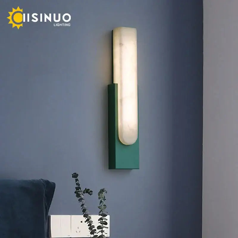 Modern matte gray and white led marble wall sconce living room light