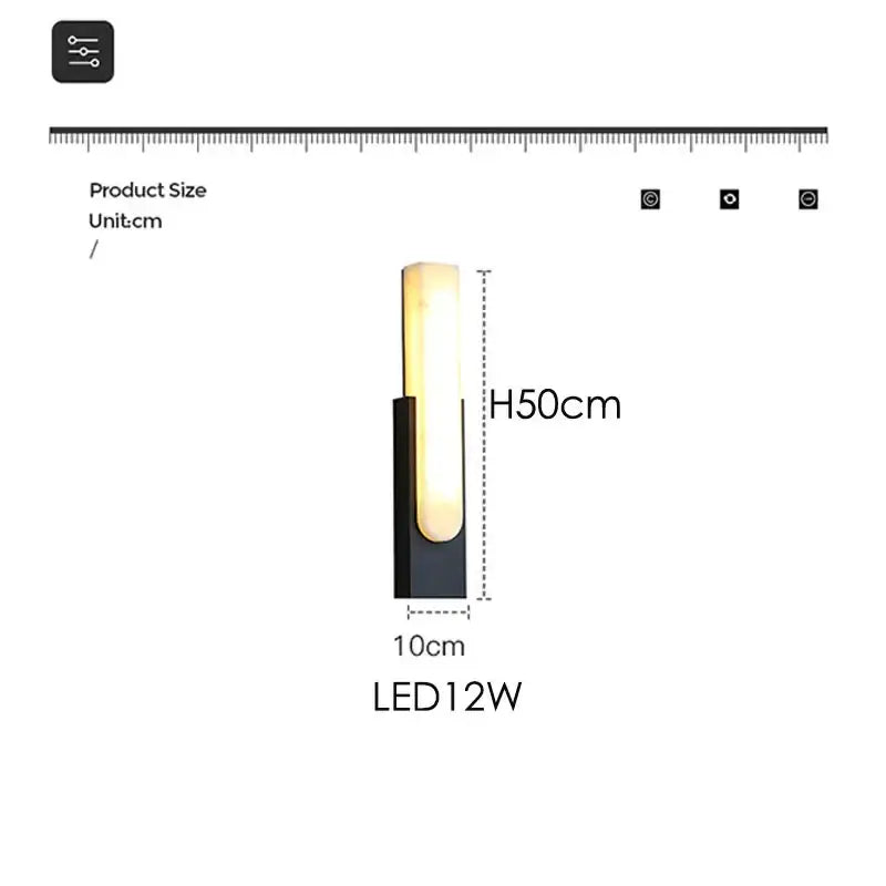 Modern matte gray and white led marble wall sconce living room light