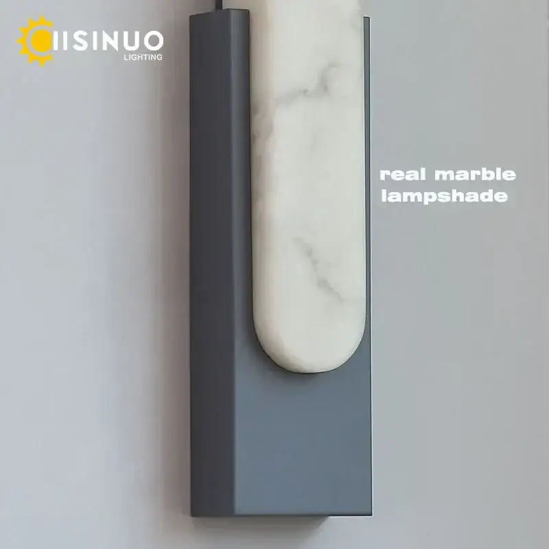Modern matte gray and white led marble wall sconce living room light
