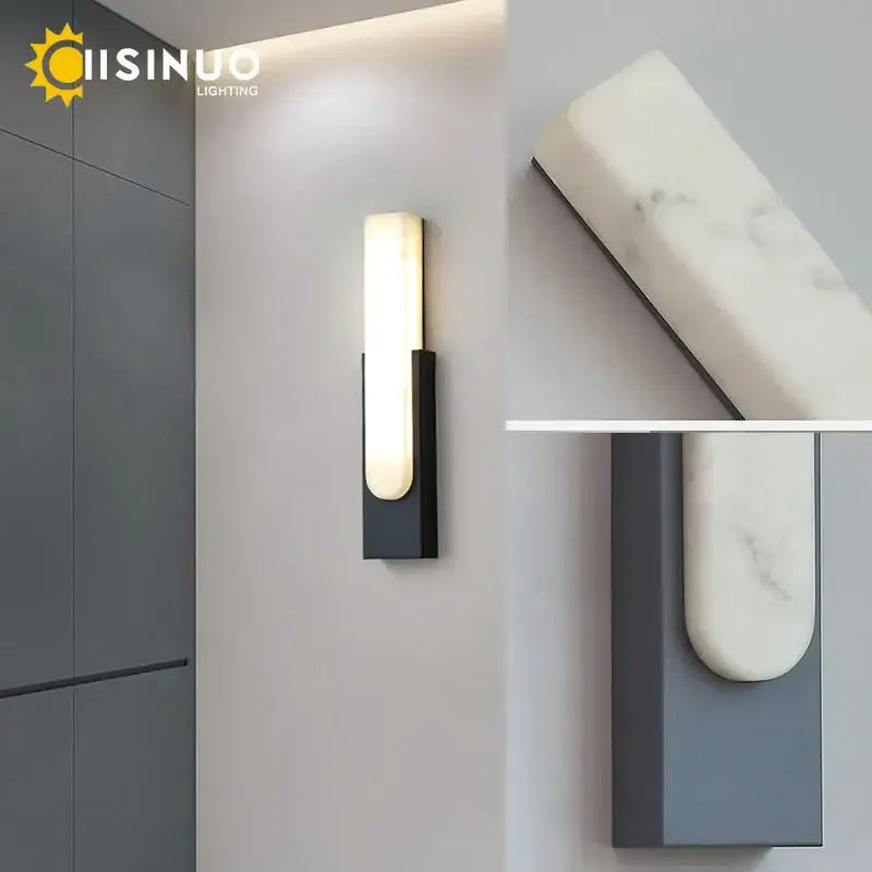 Modern matte gray and white led marble wall sconce living room light