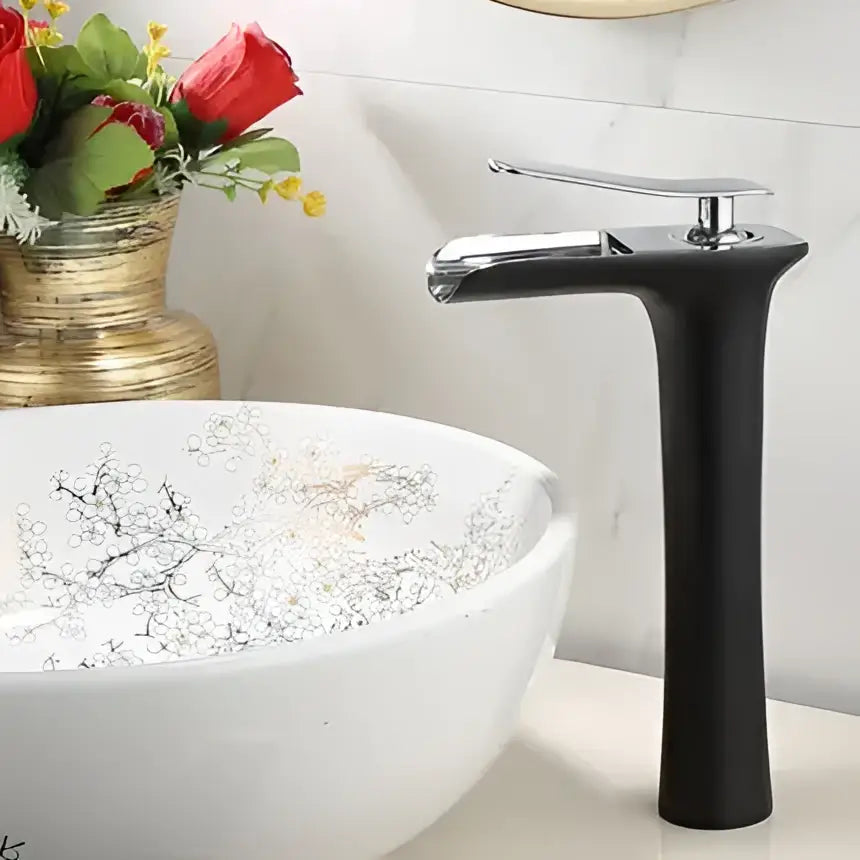 Modern matte grey waterfall brass basin faucet for bathroom sink