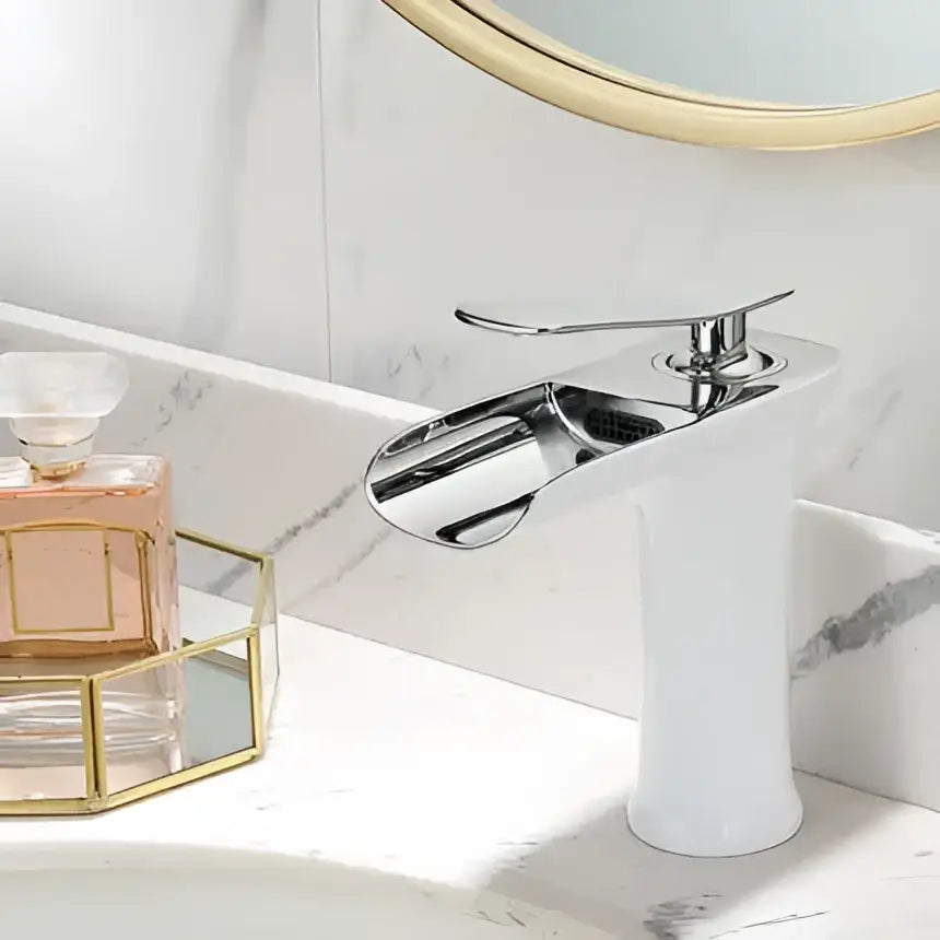Modern matte grey waterfall brass basin faucet for bathroom sink