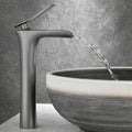 Modern matte grey waterfall brass basin faucet for bathroom sink