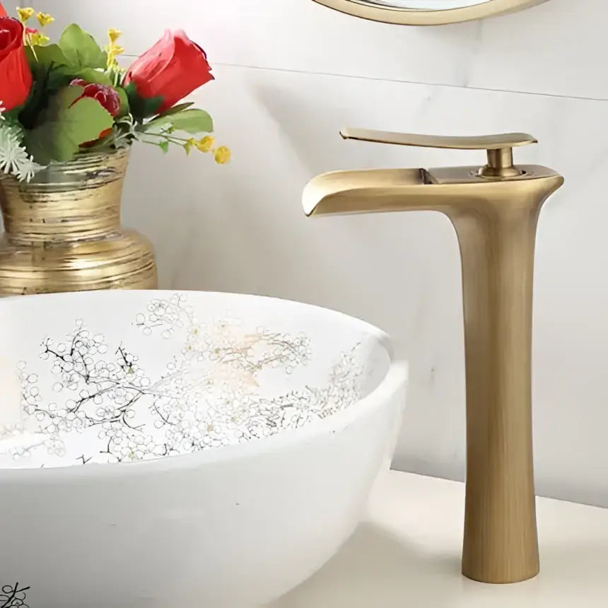 Modern matte grey waterfall brass basin faucet for bathroom sink