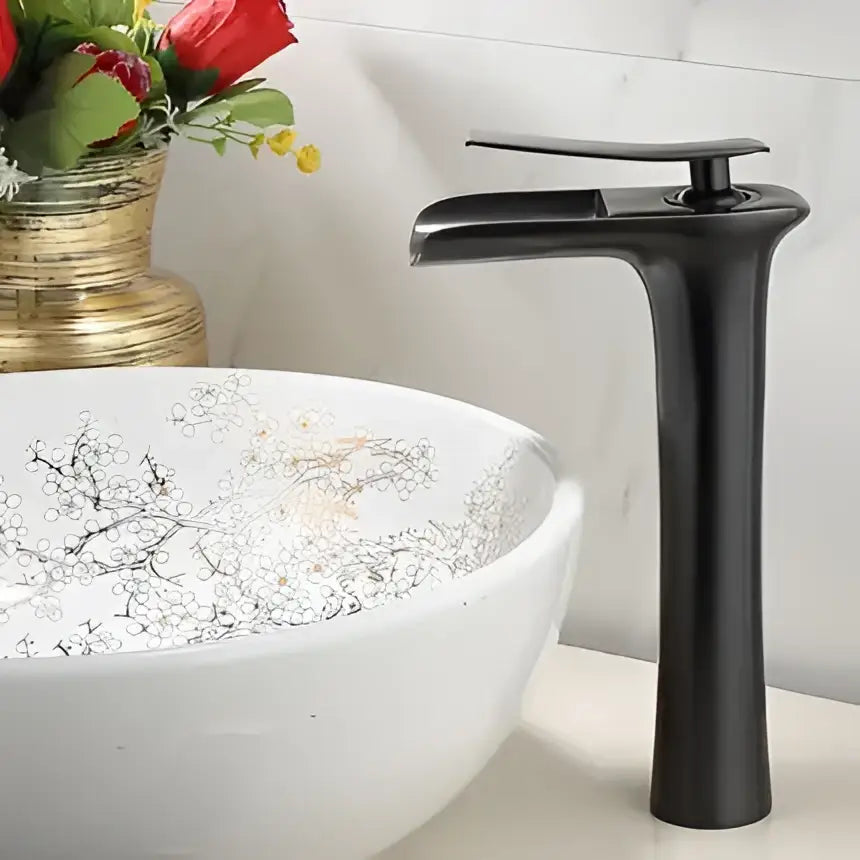 Modern matte grey waterfall brass basin faucet for bathroom sink