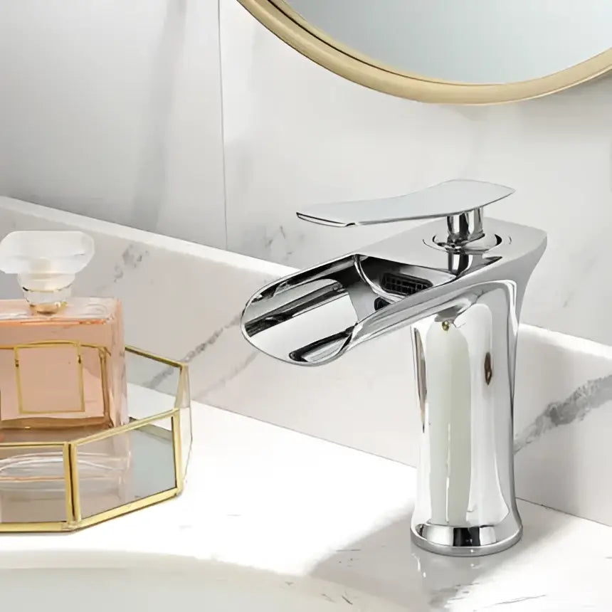 Modern matte grey waterfall brass basin faucet for bathroom sink