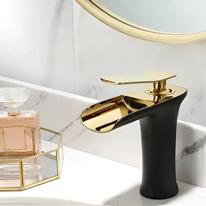 Modern matte grey waterfall brass basin faucet for bathroom sink