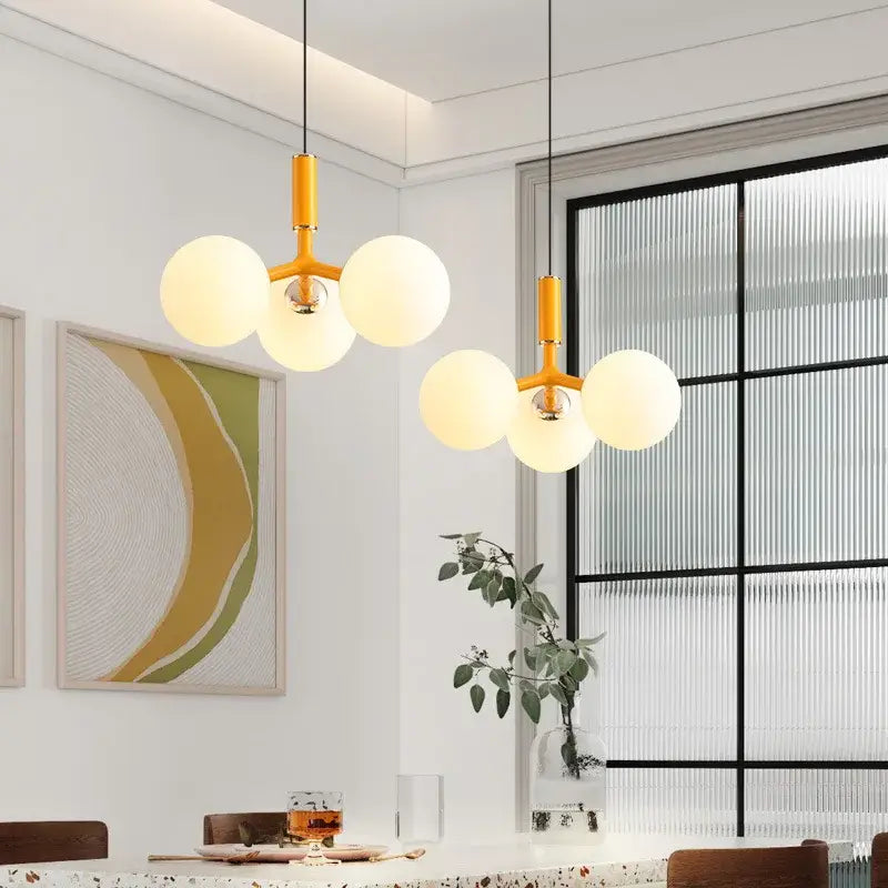 Modern matte red decorbites glass ball pendant – living room lighting fixture
