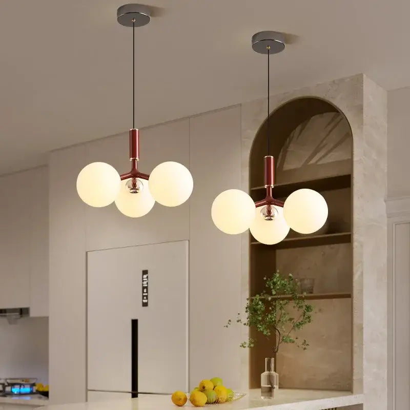 Modern matte red decorbites glass ball pendant – living room lighting fixture