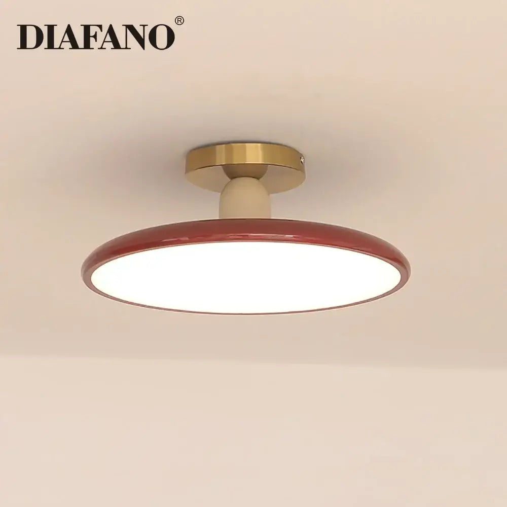 Modern matte white & brass led ceiling light for living room