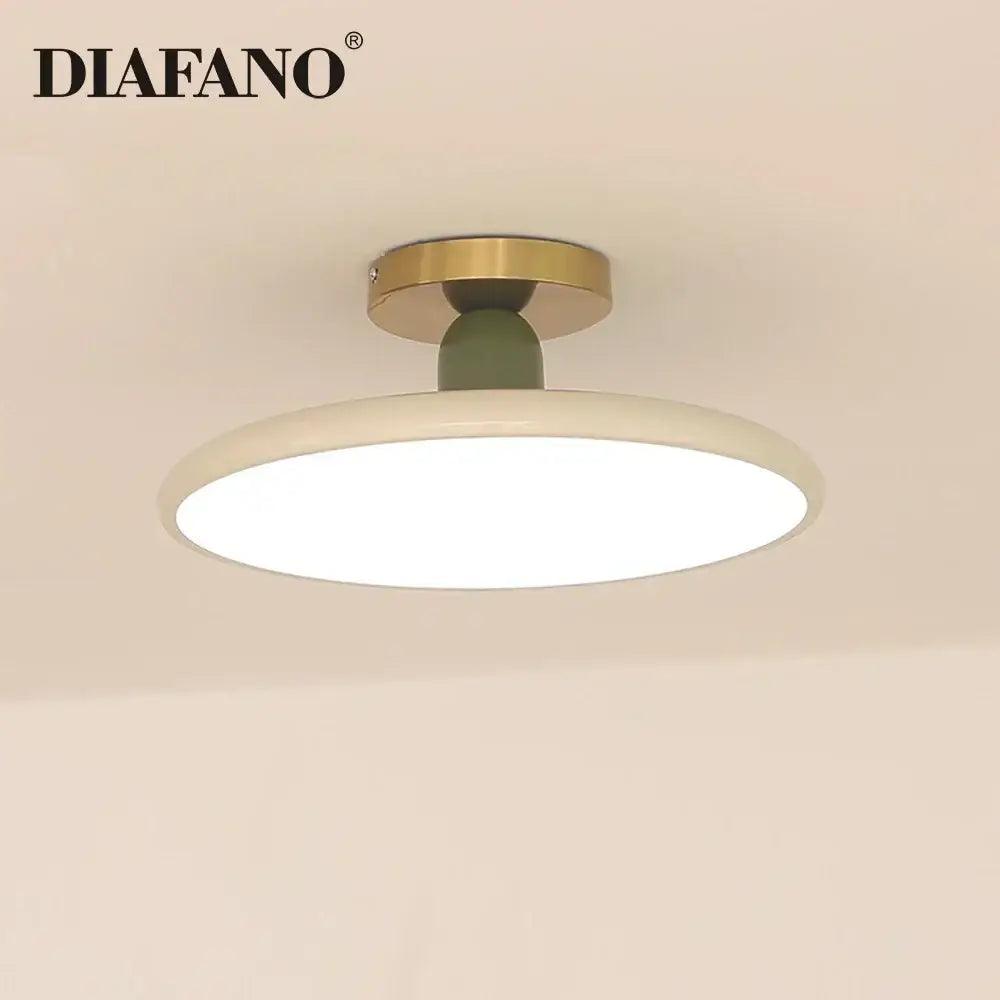 Modern matte white & brass led ceiling light for living room